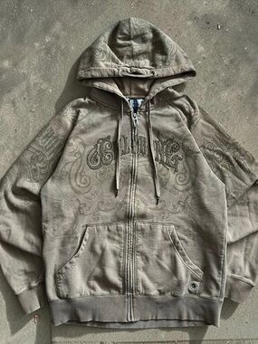 vintage y2k billabong zip up hoodie olive colour mens